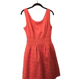 New York and Company Coral Orange Ruffle Tweed Design Sleeveless Midi Dress Sz M